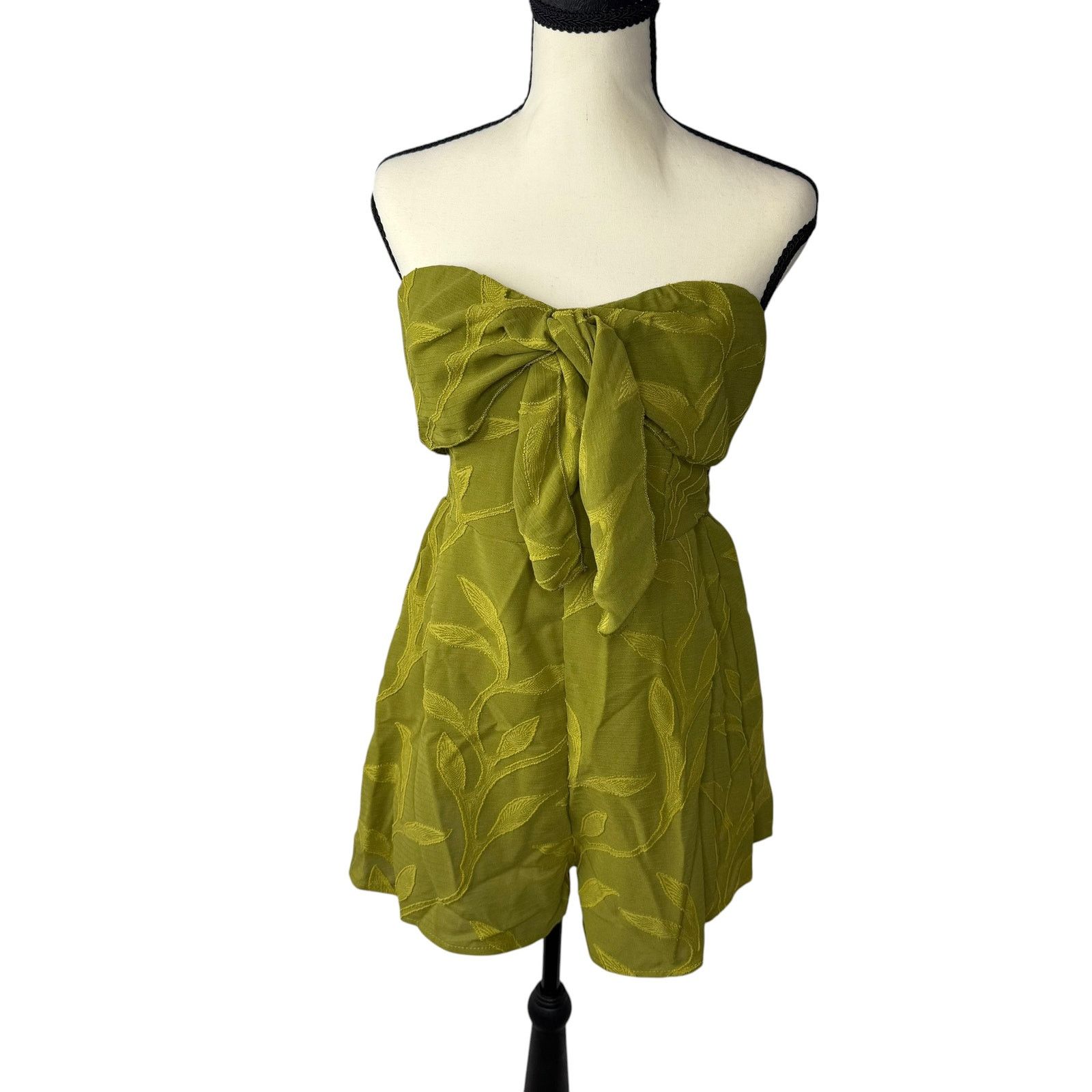 Shein Olive Green Strapless Bow Romper (L) Size L / US 10 / IT 46 - 1 Thumbnail