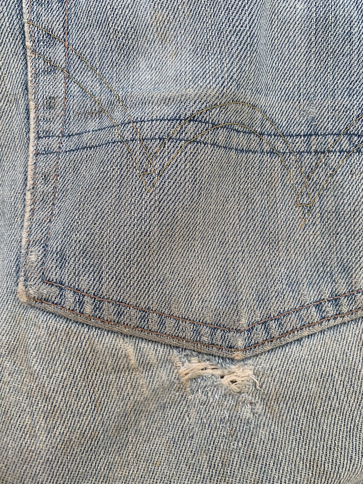 Kapital VINTAGE EDWIN 505 SELVEDGE FADED RUSTY DISTRESSED DENIM Size US 31 - 18 Thumbnail