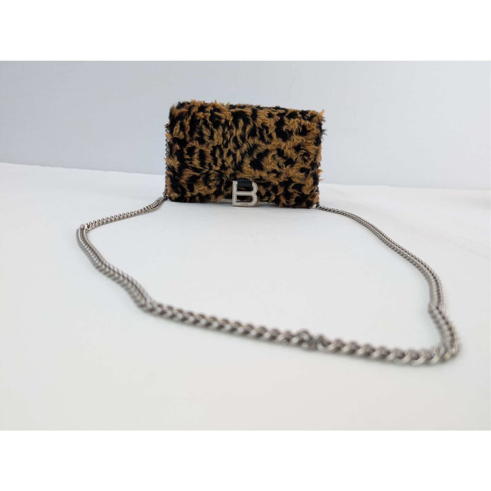Balenciaga o1rshd1 Size: OS / Furry Leopard Wallet on Chain in Black Size ONE SIZE - 3 Thumbnail