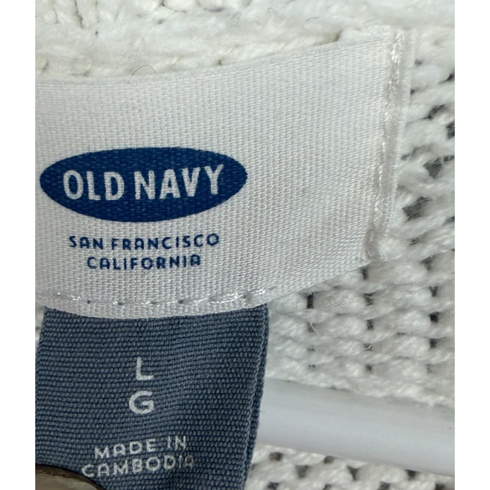 Old Navy Old Navy Sweater Womens L White Cable Knit Crewneck Coastal Winter Chic Normcore Size L / US 10 / IT 46 - 5 Thumbnail