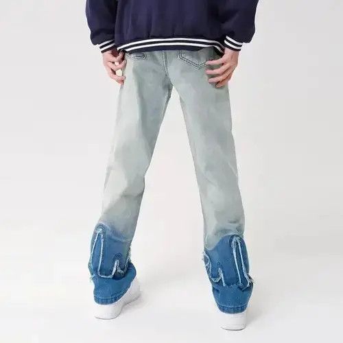 Jean Y2K Two-Tone Blue Baggy Jeans Size US 33 - 4 Thumbnail