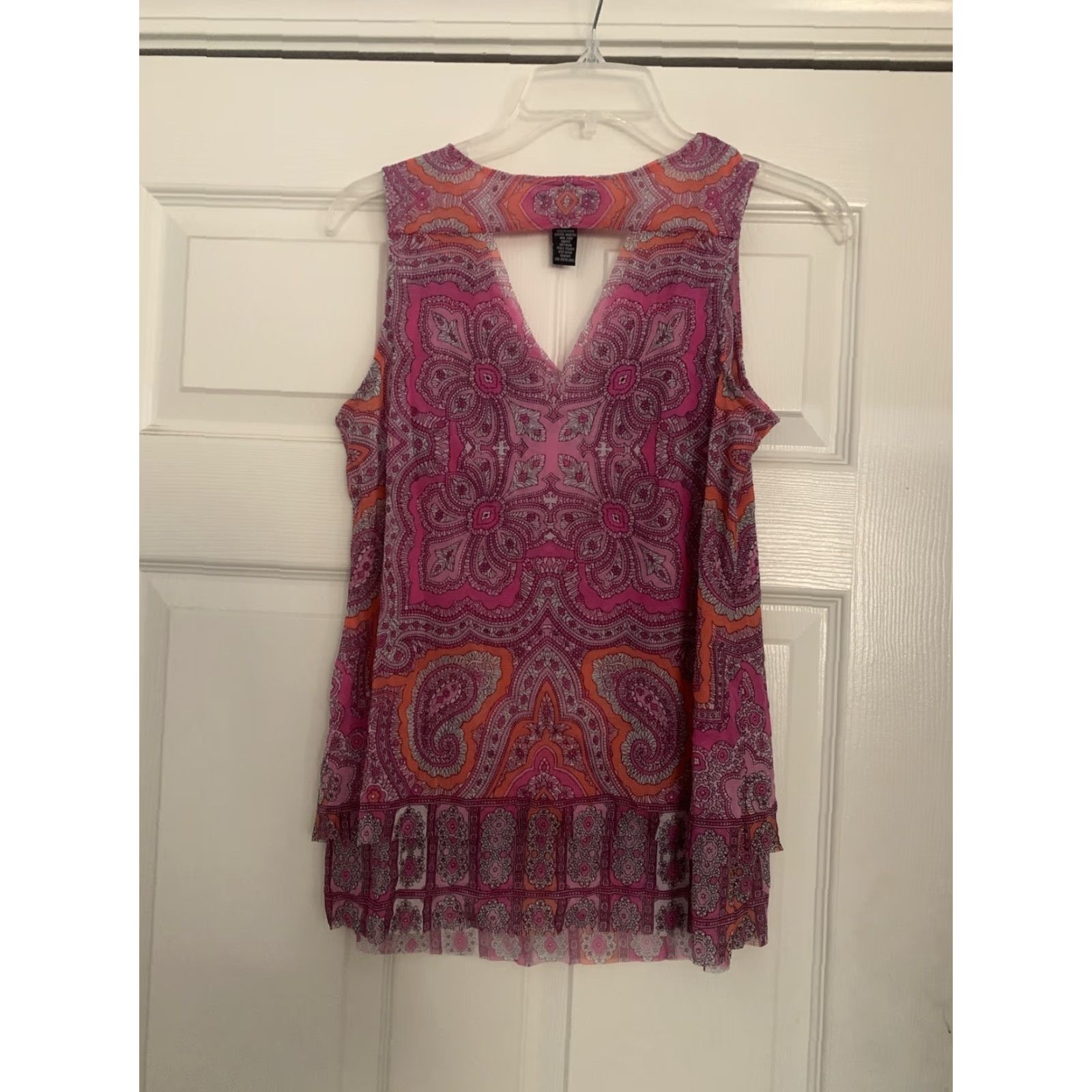 Vintage INC Women Tank Top Sleeveless Pink V Neck Medium Tank Top Slim Regular Womens Shirt Fashion Tank Size M / US 6-8 / IT 42-44 - 5 Thumbnail