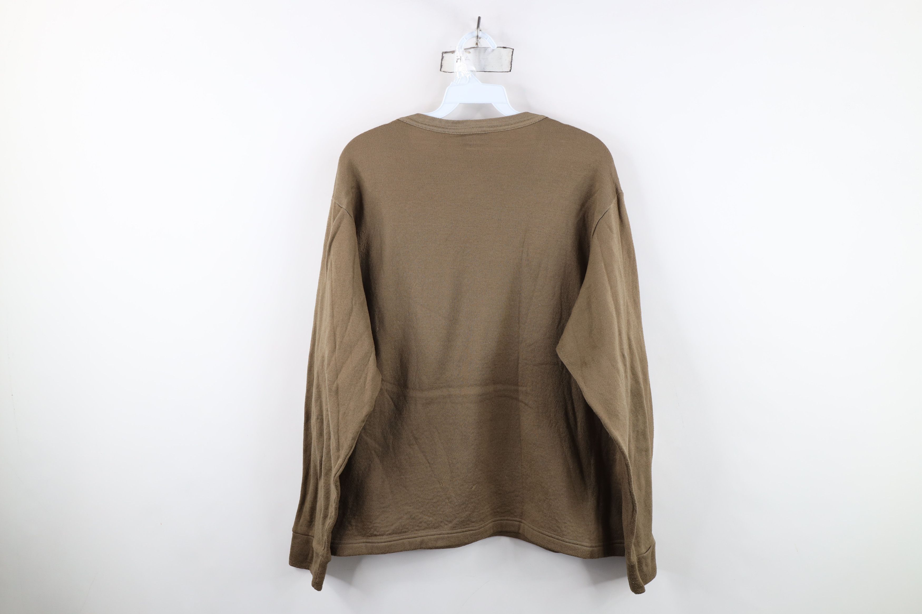 Vintage Vintage 90s Streetwear Blank Thermal Fleece Sweatshirt Brown Size US XL / EU 56 / 4 - 10 Thumbnail