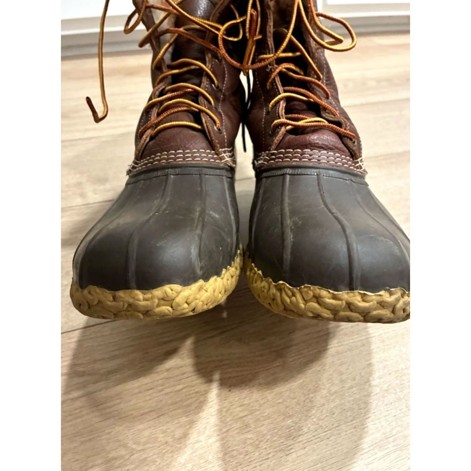 Vintage VINTAGE LL Bean Men’s Fur Shearling Lined Bean Boots Leather Duck Made in USA Size 13 Mens Boots Brown Leather Duck Combat 13 Size US 13 / EU 46 - 5 Thumbnail