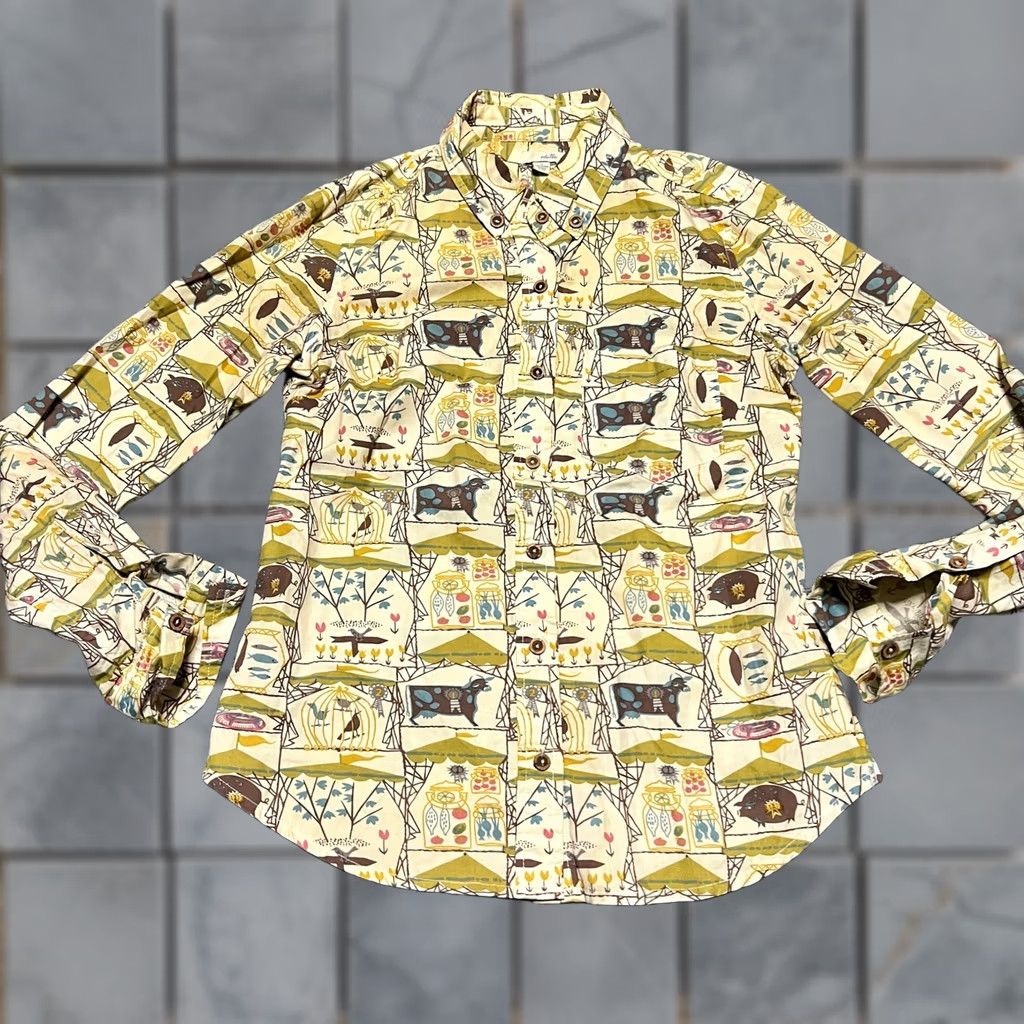Anthropologie Odille Anthropologie Shirt Women 0 XS All Over Print Long Sleeve Button-Up Cow Farm Size XS / US 0-2 / IT 36-38 - 1 Thumbnail