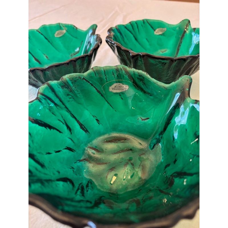 & Other Stories Vintage Blenko Emerald Green Bowls Textured Art Glass Dish Size ONE SIZE - 1 Thumbnail