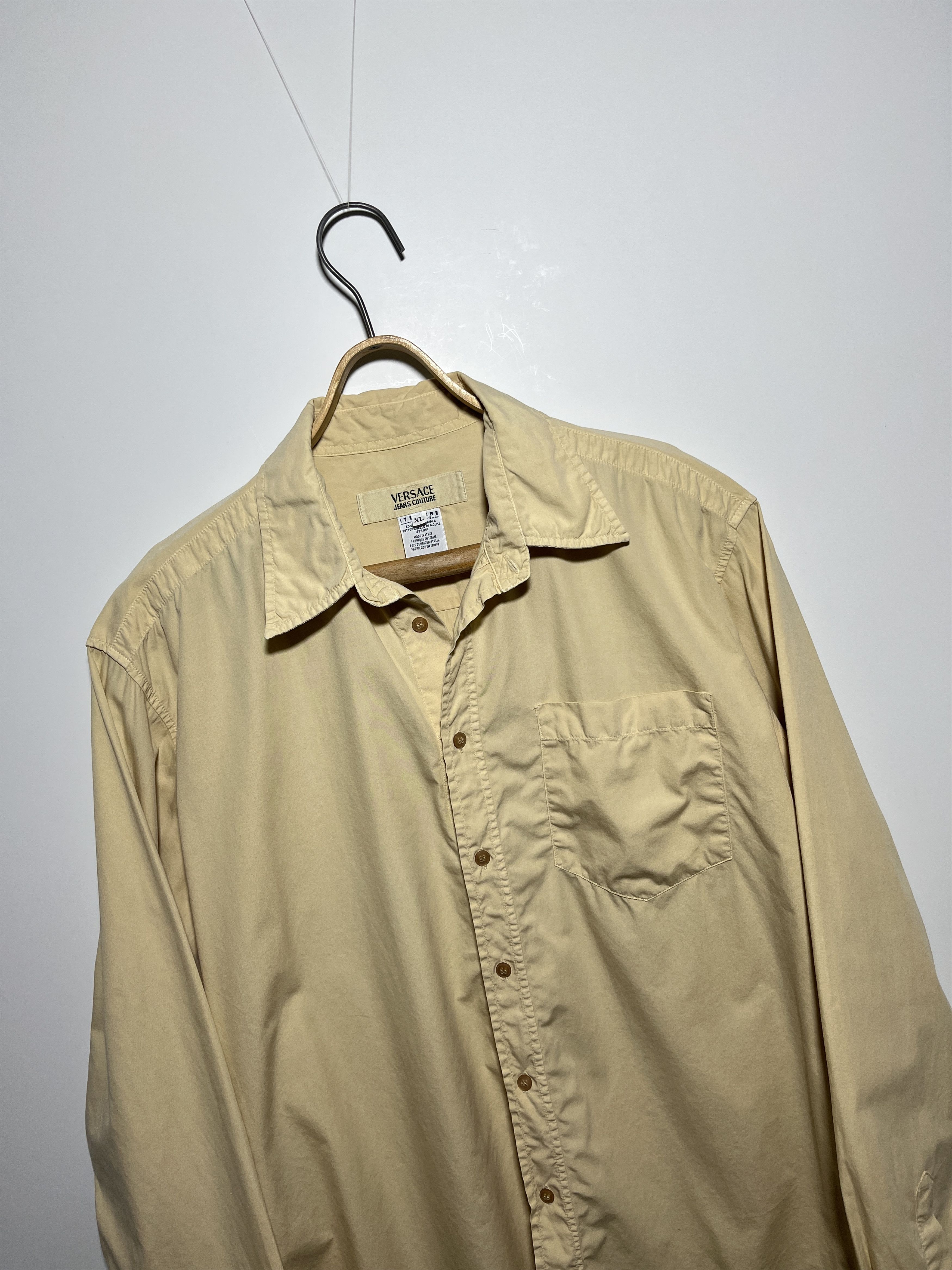 Versace Jeans Couture × Vintage Vintage 90s Versace Jeans Couture Beige Long Sleeve Shirt Size US XL / EU 56 / 4 - 3 Thumbnail