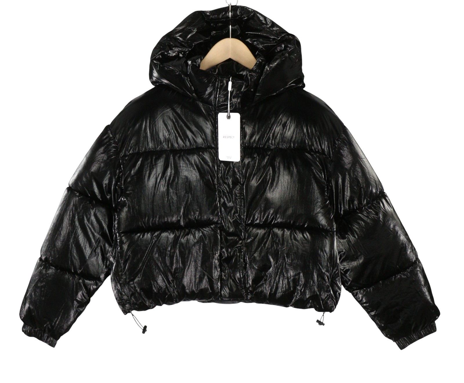 Other CROPPED METALLIC PUFFER XL Black Quilted Hood 88049 Size XL / US 12-14 / IT 48-50 - 1 Thumbnail
