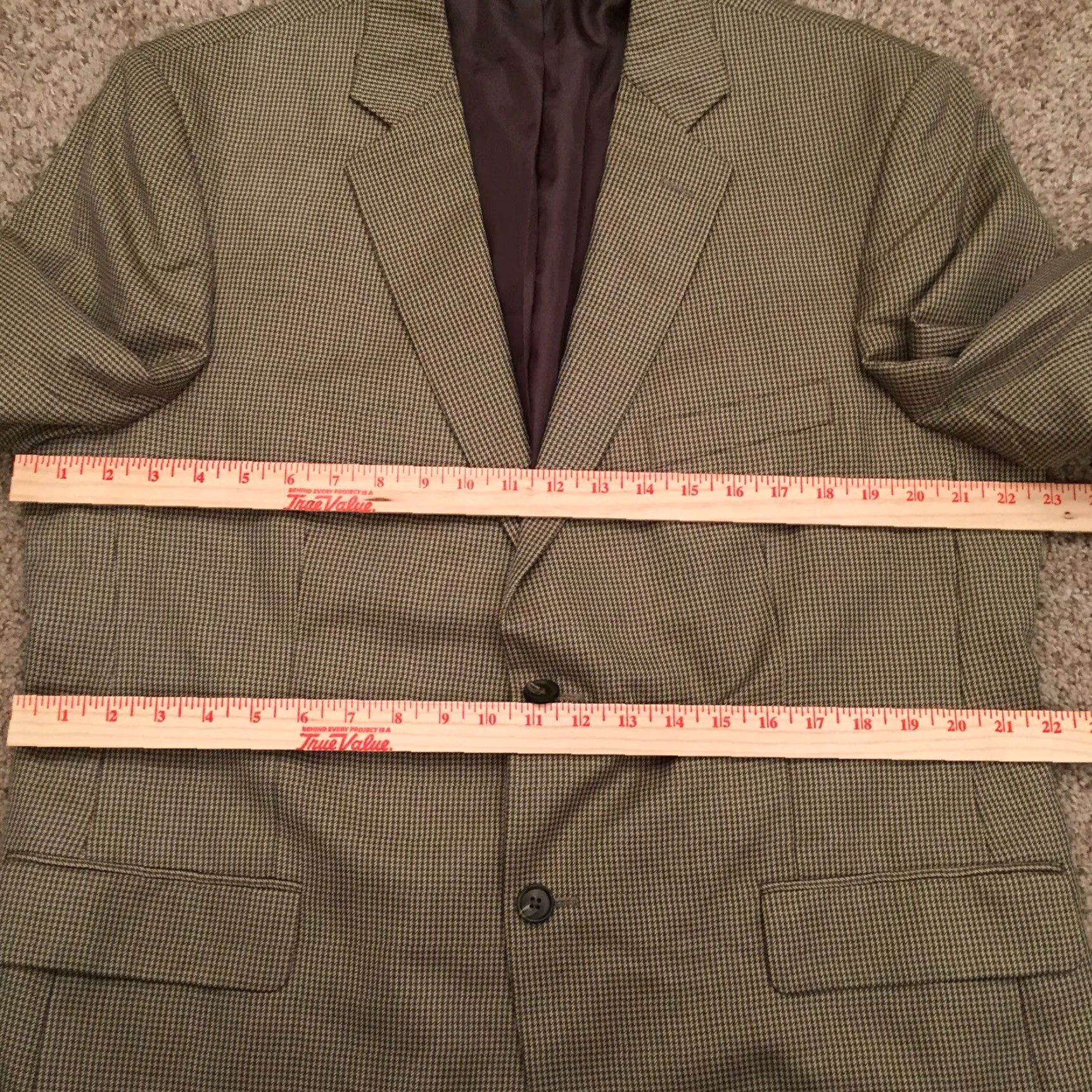 Stafford Stafford Blazer Mens 44R Classic Fit Beige Houndstooth Polyester Blend Jacket/Coat Regular Length Men Size 44R - 4 Thumbnail