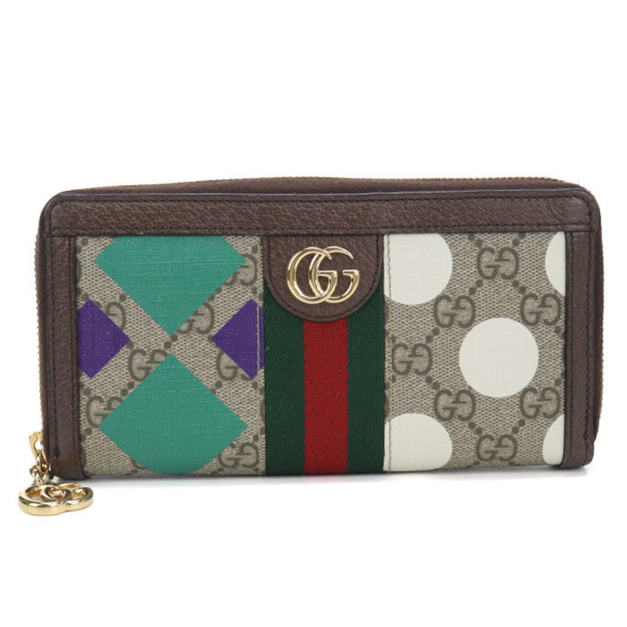 Gucci GUCCI Ophidia Round Zip Wallet, 523154, Women's, Beige Size ONE SIZE - 1 Thumbnail