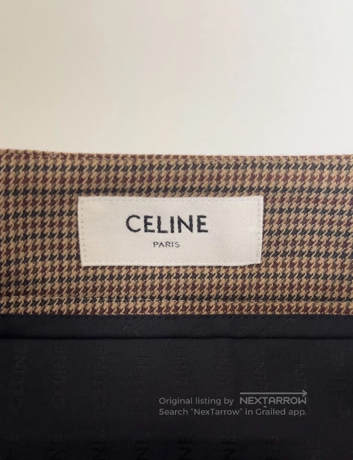 Celine Celine Houndstooth Wool Skirt Gold Buckle. Size 37" - 3 Thumbnail