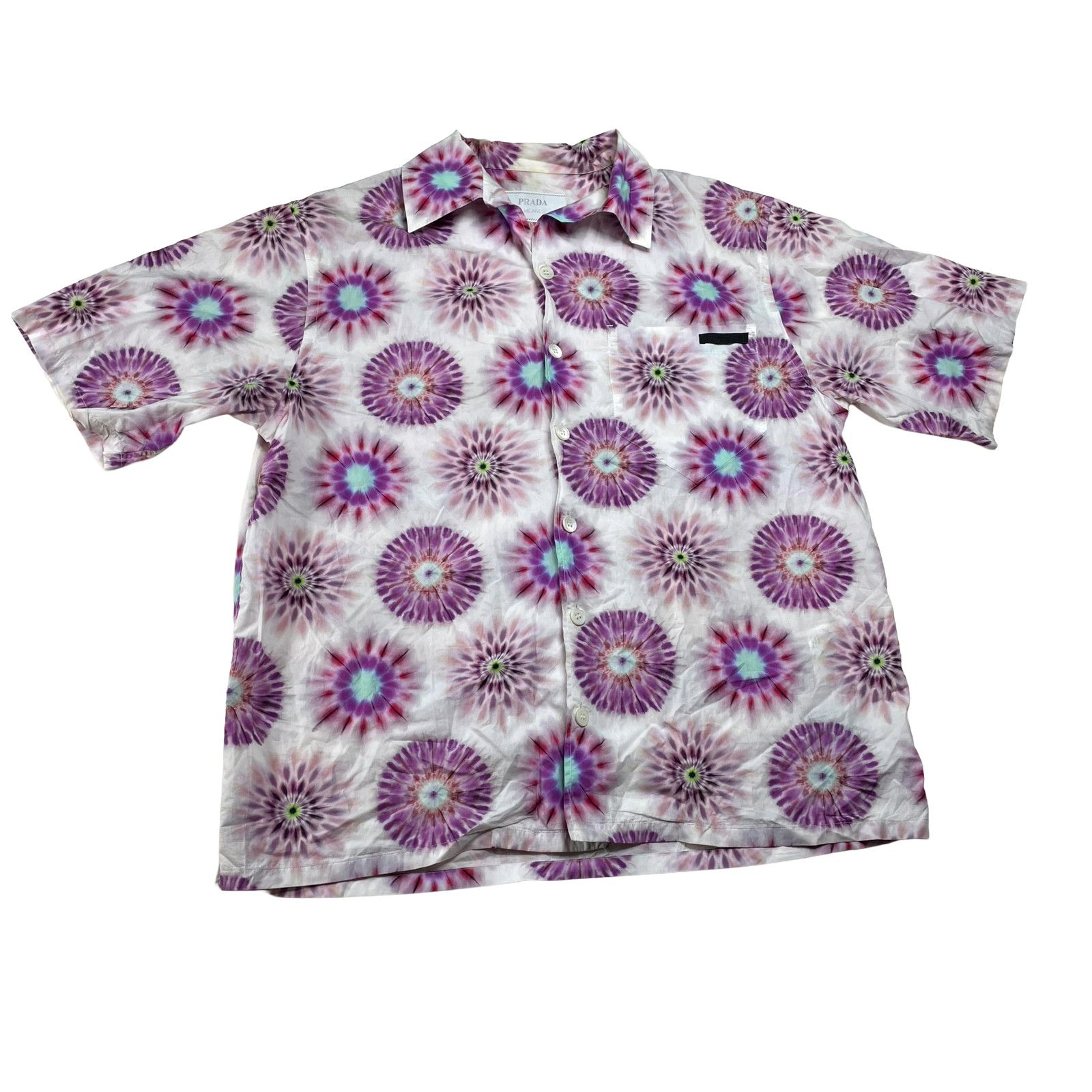 Prada Prada Tie Dye Button Up Purple & Pink Shirt Size US M / EU 48-50 / 2 - 1 Thumbnail