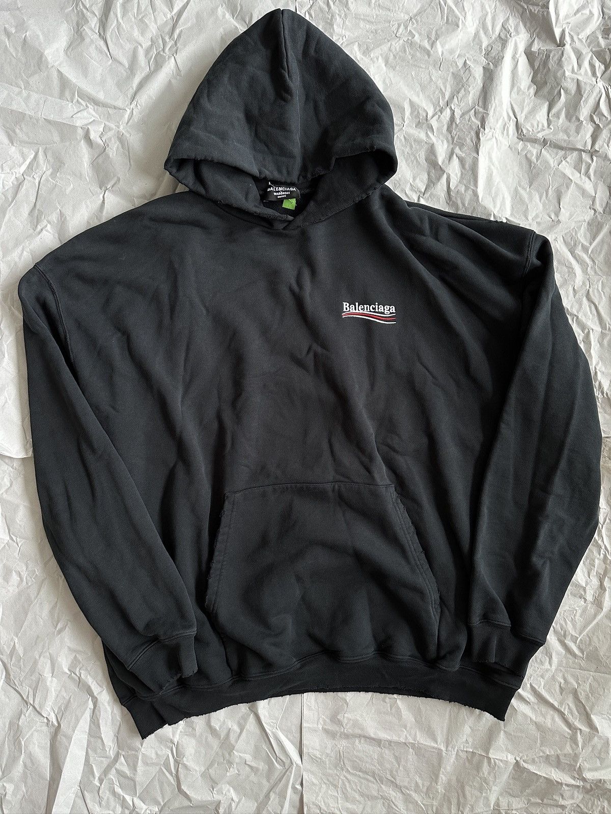 image of Balenciaga Campain Logo Hoodie in Black, Men's (Size Medium)