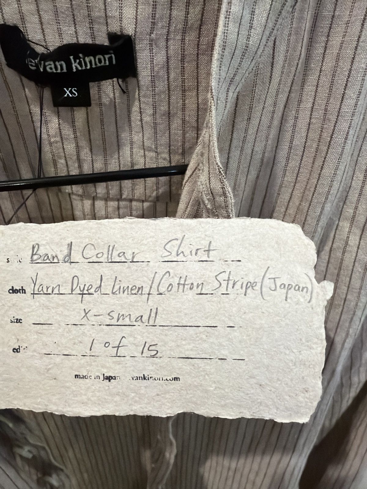 Evan Kinori Evan kinori band collar Yarn Dyed Linen/Cotton Stripe XS Size US XS / EU 42 / 0 - 2 Thumbnail