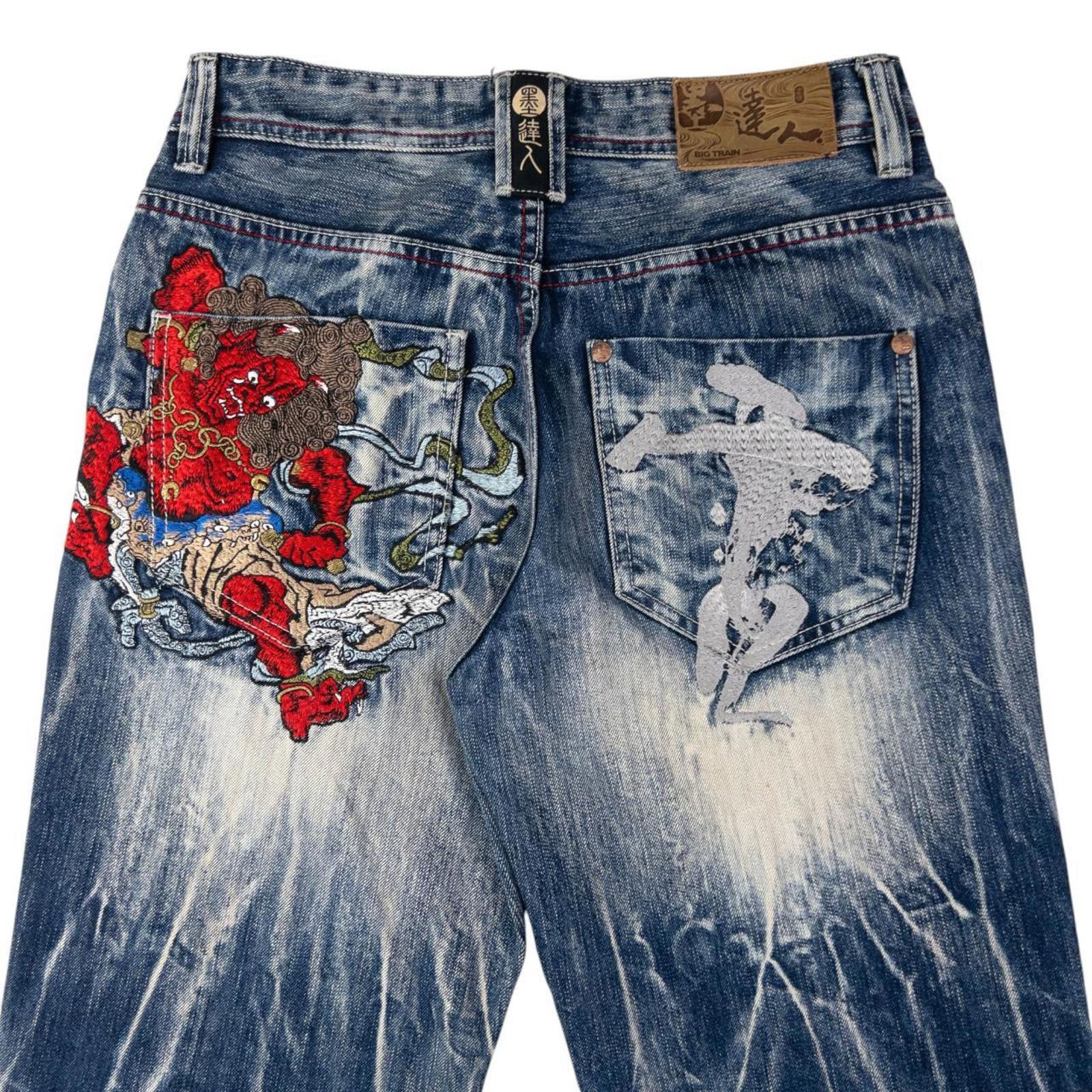 Vintage Big Train Embroidered Demon Denim Jeans Size W30
