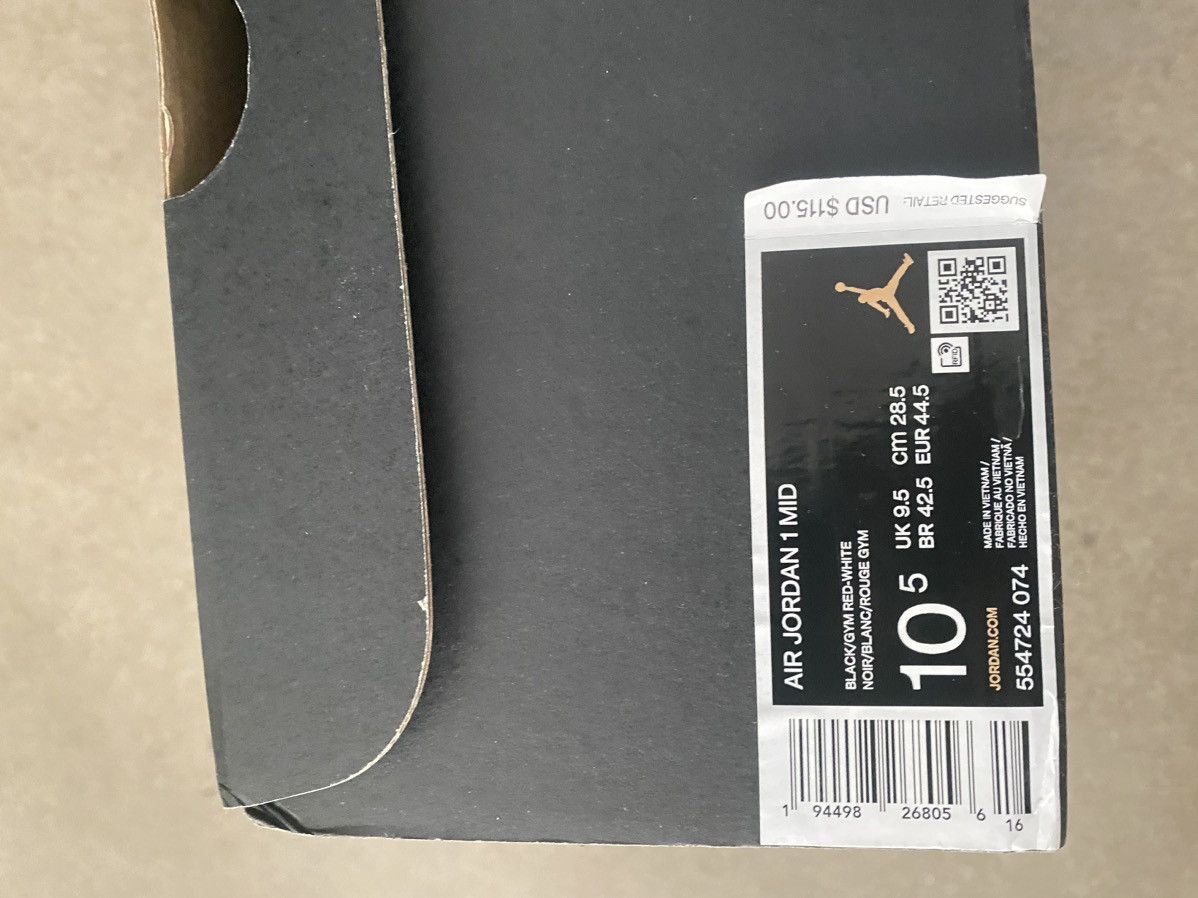Jordan Brand × Nike Jordan 1 “Banned” Mid Size US 10.5 / EU 43-44 - 5 Thumbnail