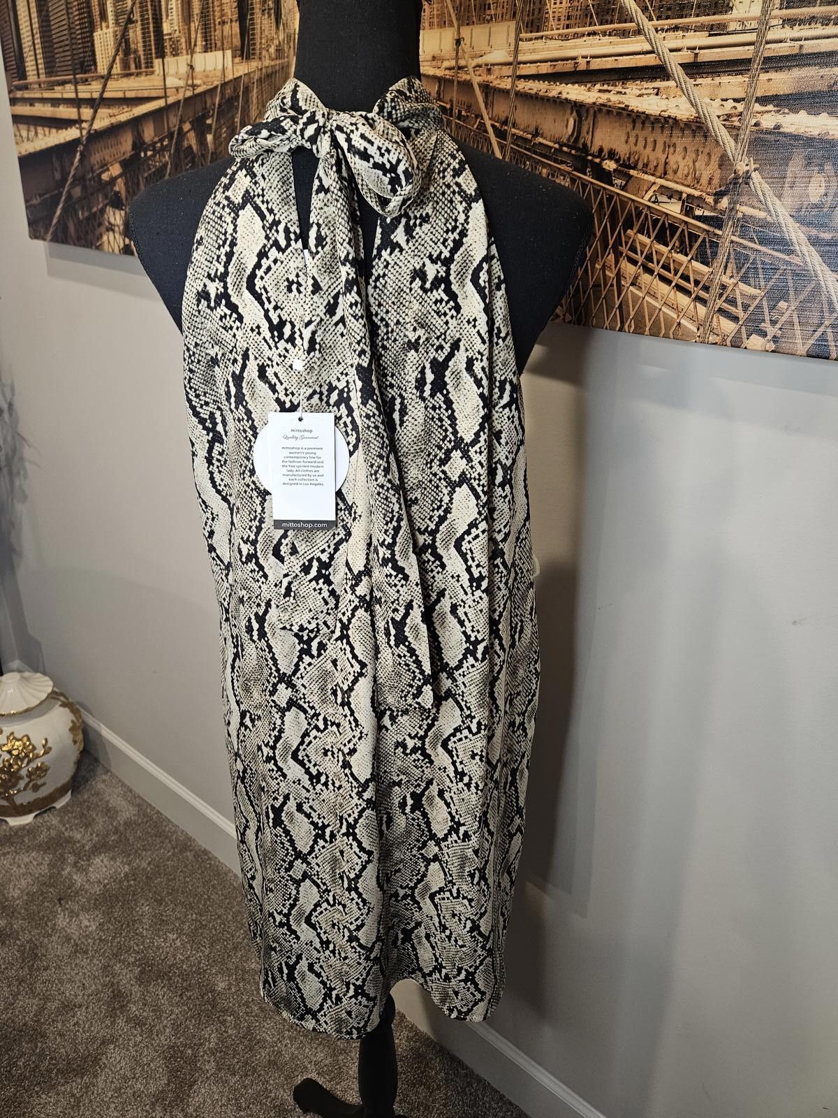 Designer Nwt Mittoshop Snakeskin Halter Dress Size M / US 6-8 / IT 42-44 - 6 Thumbnail