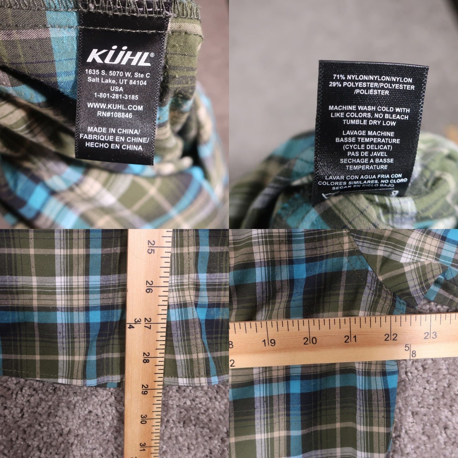 Vintage VINTAGE KUHL Button Up Shirt Mens M Green Plaid Short Sleeve Metal Buttons Nylon Poly Size US M / EU 48-50 / 2 - 8 Thumbnail