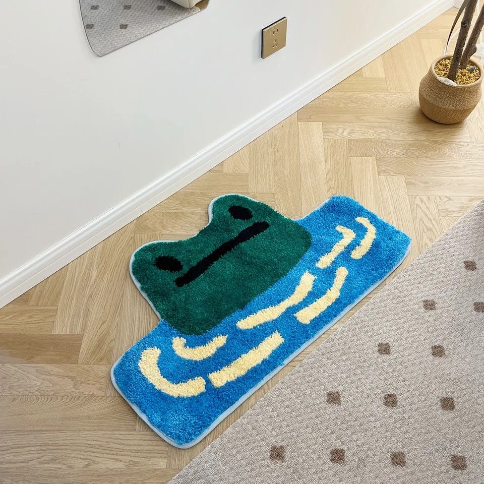 Vintage Frog Tufted Rug Funny Thickened Non Slip Foot Size ONE SIZE - 5 Thumbnail