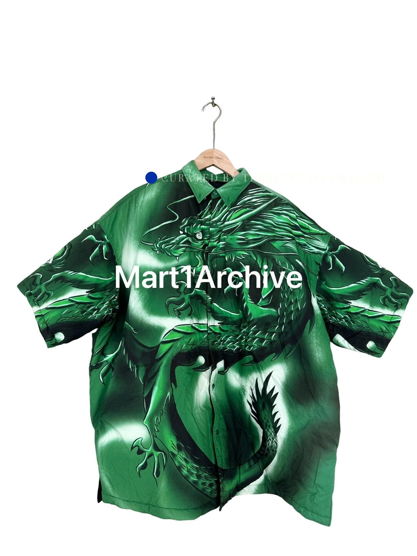 Balenciaga Green Dragon Print Short Sleeve Button-Up Shirt Size US S / EU 44-46 / 1 - 1 Thumbnail