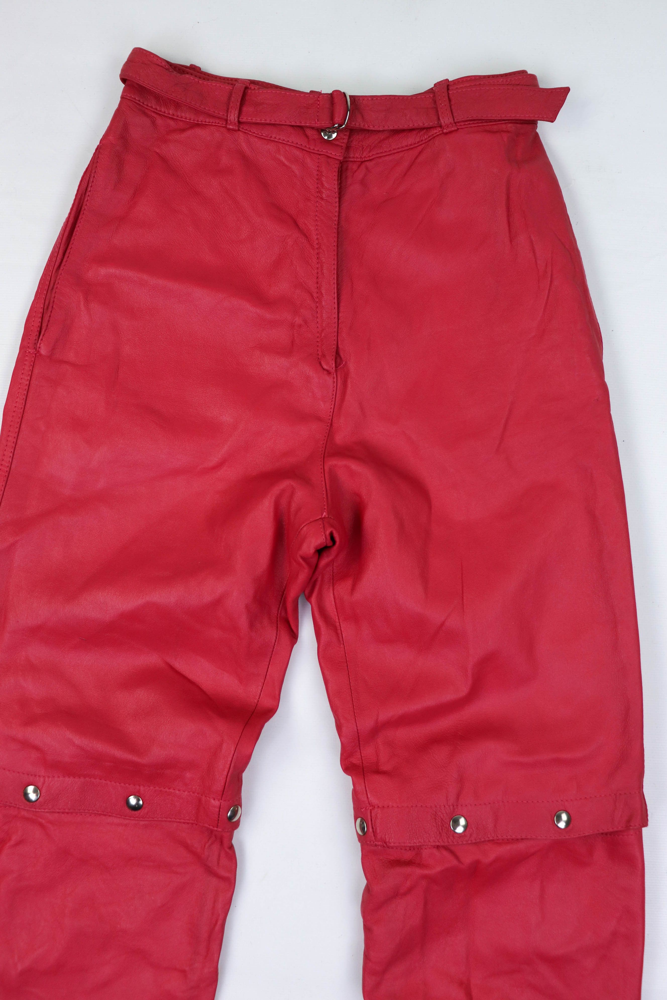 Vintage 80-90s Vintage Pink Soft Leather 2in1 Transform Pants Size 28" / US 6 / IT 42 - 3 Thumbnail