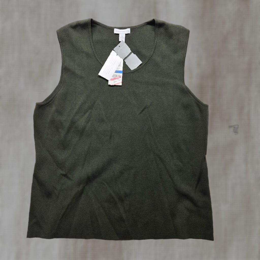 Charter Club Charter Club Tank Top Womens XL Green Nylon Stretch Sleeveless Shirt (Tank) Size XL / US 12-14 / IT 48-50 - 1 Thumbnail