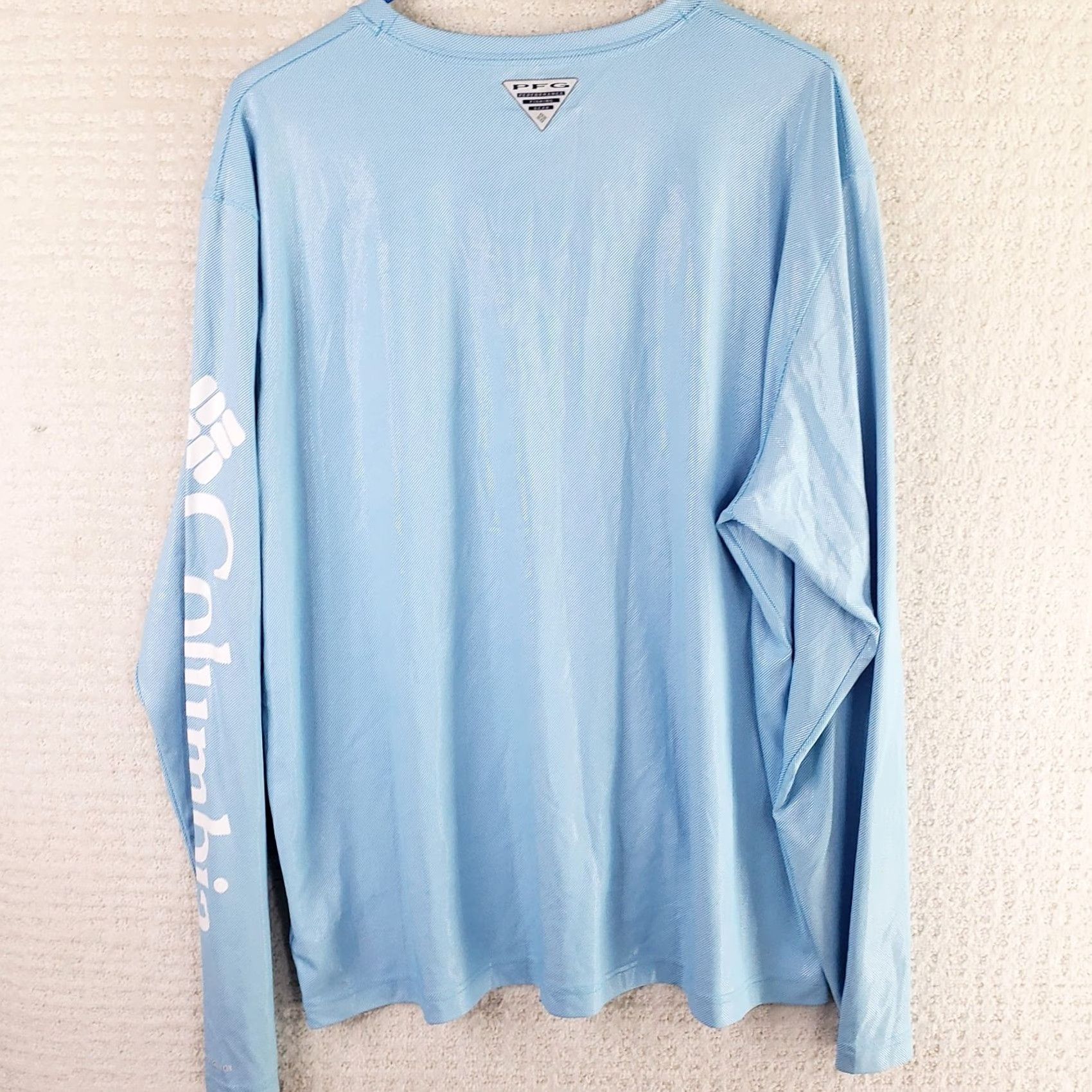 Vintage Columbia PFG Omni-Shade Shirt Mens XL Blue Pebbled Short Sleeve Crew Neck Graphic Geometric Outdoors 90s Retro Size US XL / EU 56 / 4 - 7 Thumbnail