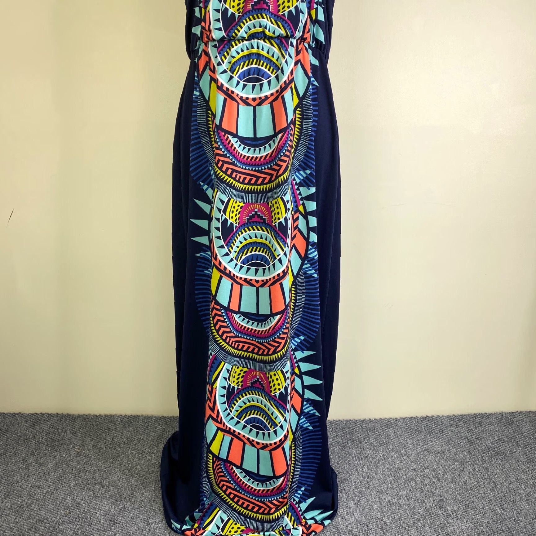 Vintage Bailey Blue Maxi Dress Womens Large Blue Geometric Tribal African Stretch Party/Cocktail Casual Travel Size L / US 10 / IT 46 - 3 Thumbnail