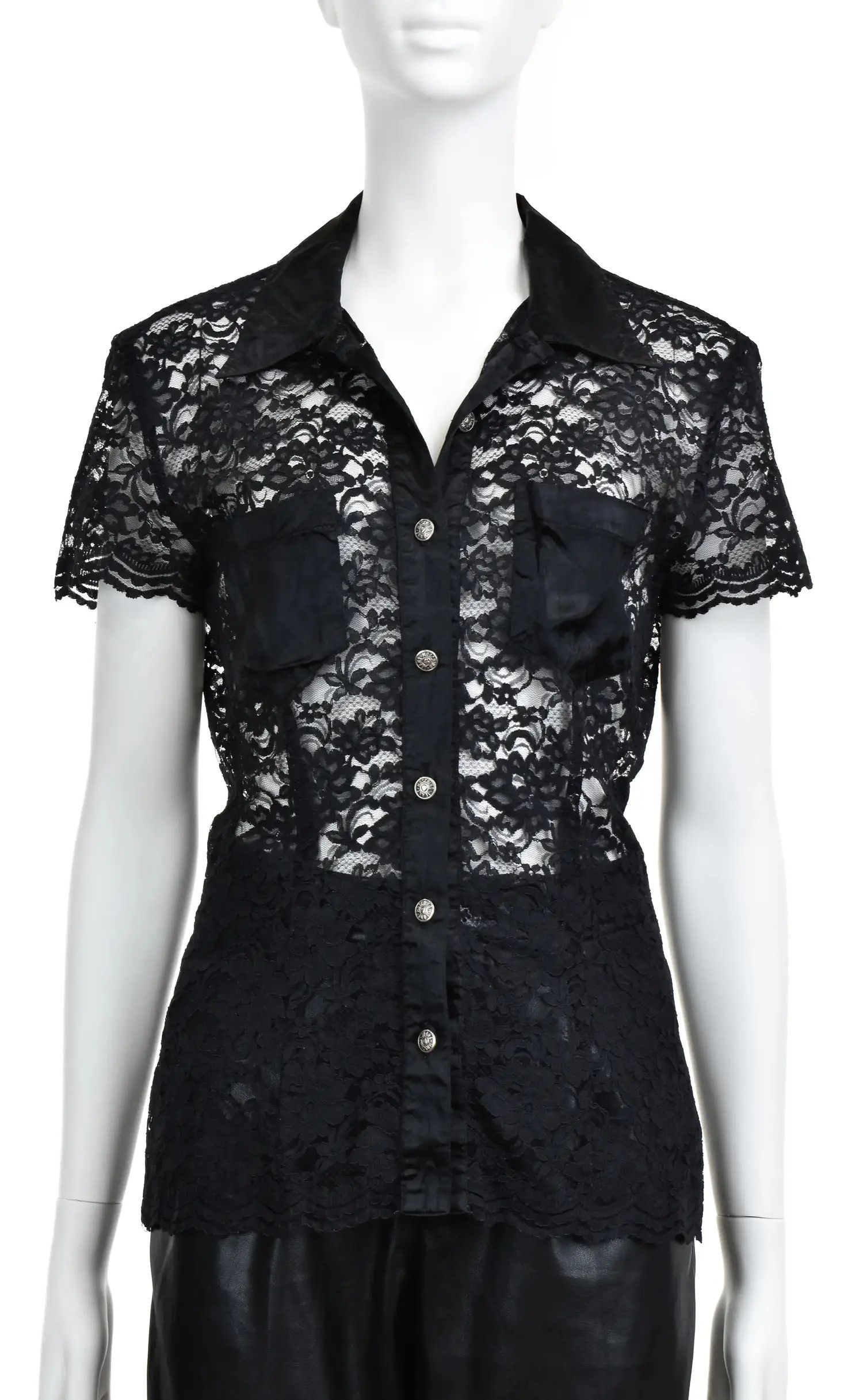Love Moschino × Moschino Love Moschino Lace Flower Vintage Blouse Shirt Size L / US 10 / IT 46 - 2 Thumbnail