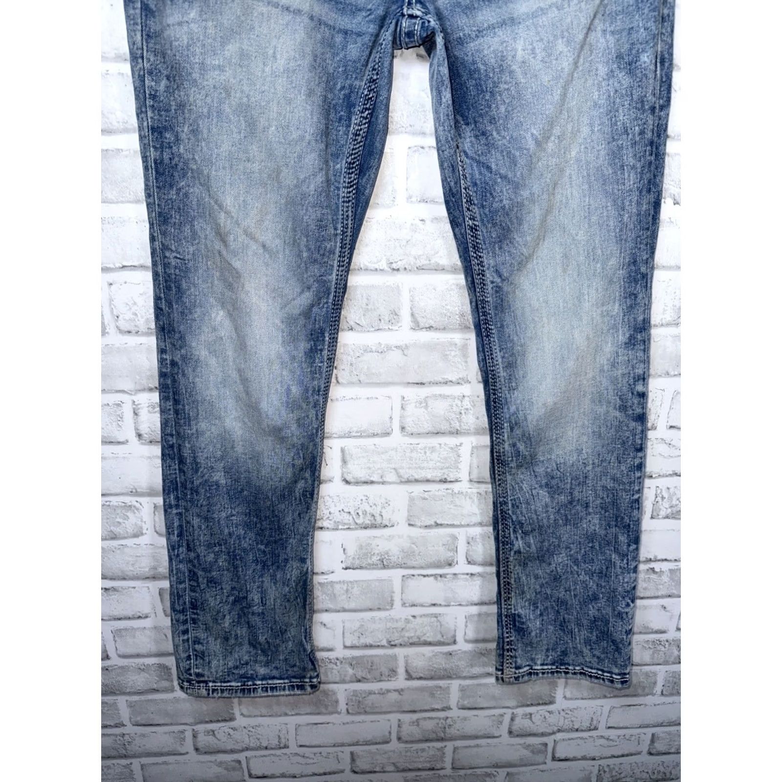 Vintage BKE Buckle Jake Straight Jeans 30x30 Mens Blue Distressed Cotton Blend 5-Pocket Belt Loops Stretch Low Rise Modern Western Size US 30 / EU 46 - 5 Thumbnail