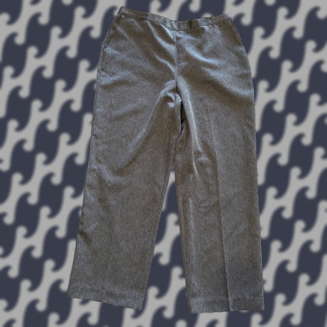 Vintage ALFRED DUNNER Dress Pants Gray Herringbone Pull-On Women Size 16 Elastic Waist Straight Leg Regular Fit 28in Inseam Size 24" / US 00 / IT 34 - 1 Thumbnail