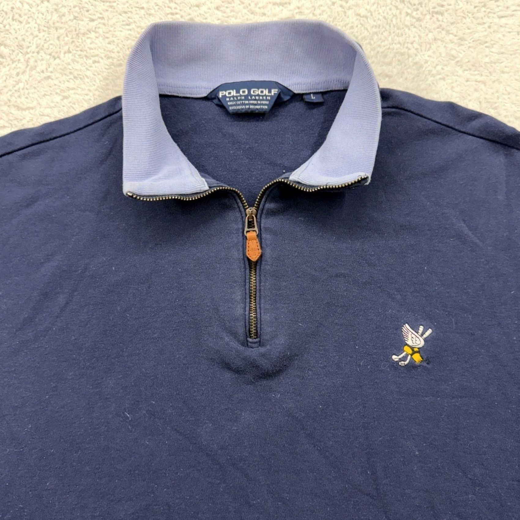 Polo Ralph Lauren Polo Golf Ralph Lauren Mens Navy Blue 1/4 Zip Cotton Pullover Sweater Large L Size US L / EU 52-54 / 3 - 2 Thumbnail