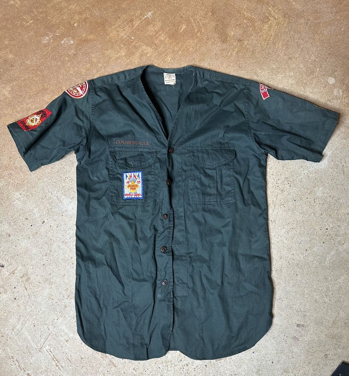 Vintage 1950s Boy Scouts Button Up Shirt Size L / US 10 / IT 46 - 1 Thumbnail