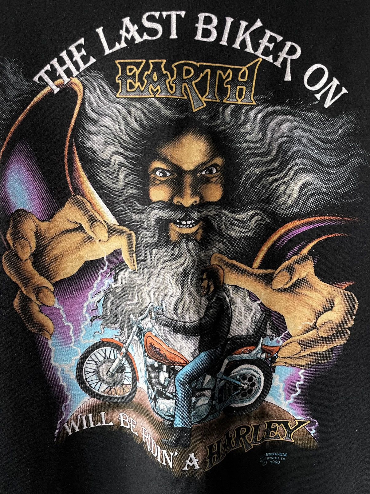 Harley Davidson × Vintage *RARE* Vintage Harley Davidson 3D Emblem 1990 T-Shirt Biker Size US XL / EU 56 / 4 - 4 Thumbnail