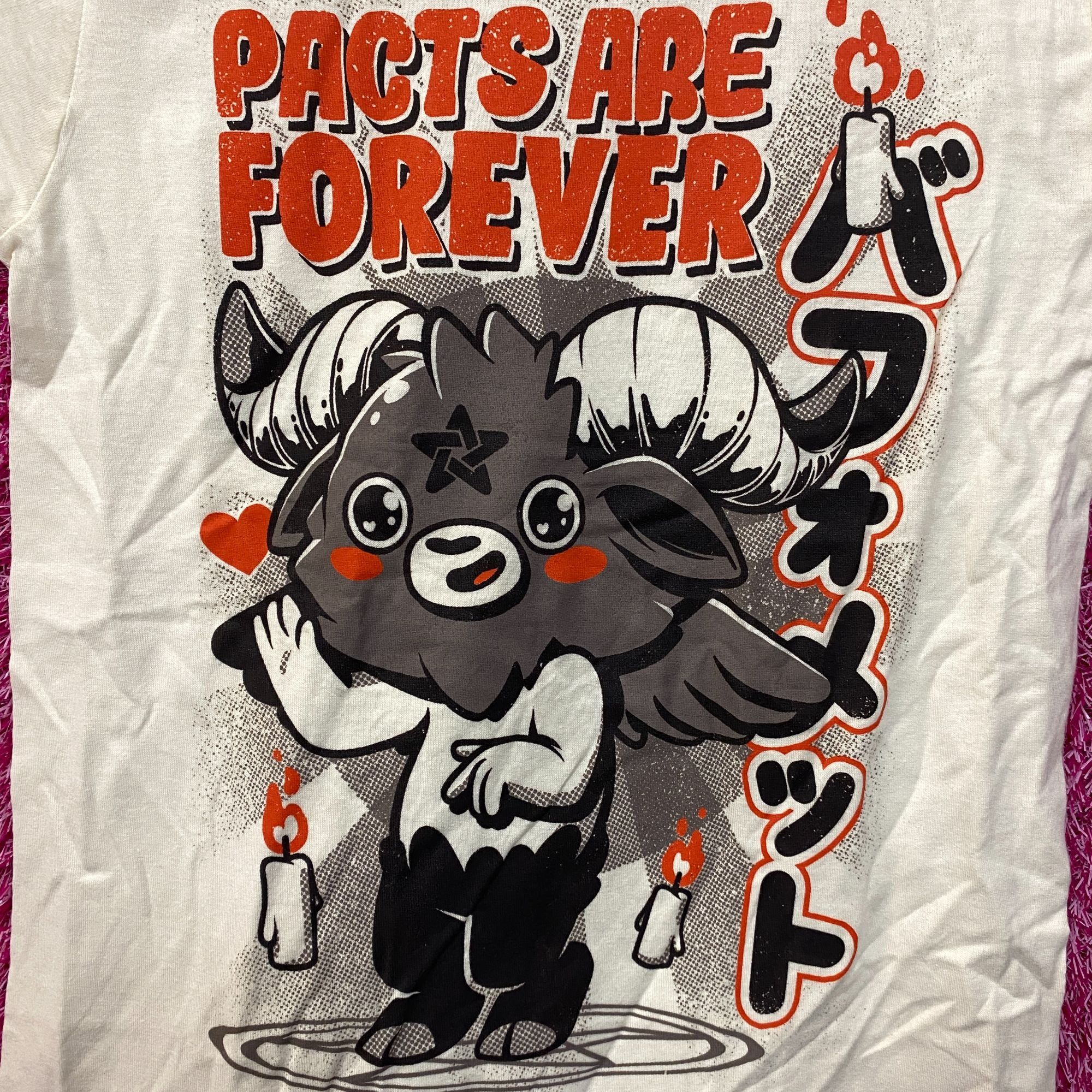 Threadless Black Matter Pacts Are Forever Baphomet Beige T-Shirt Extra Size US XS / EU 42 / 0 - 2 Thumbnail
