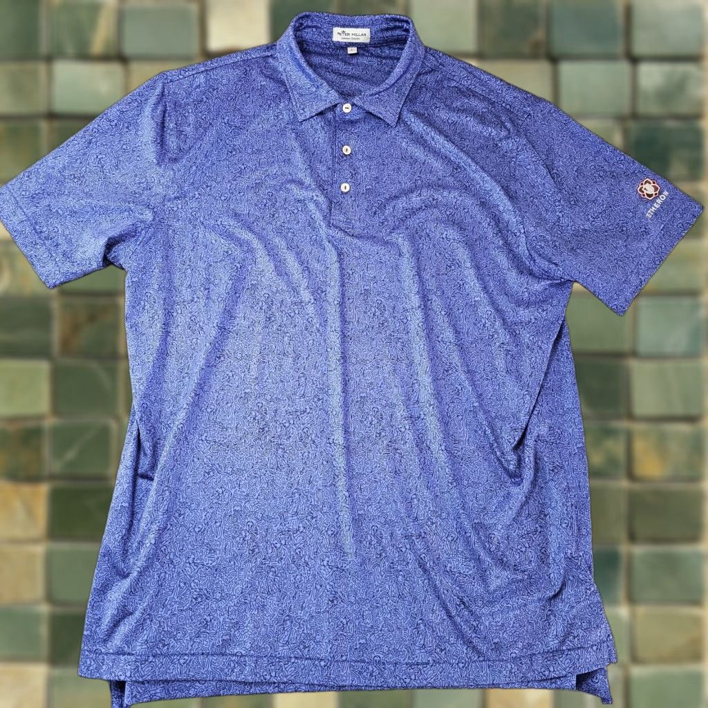 Peter Millar Peter Millar Polo Shirt Mens L Ragtime Print Blue Short Sleeve Graphic Print Summer Comfort 90s Music Vintage No Size US L / EU 52-54 / 3 - 1 Thumbnail
