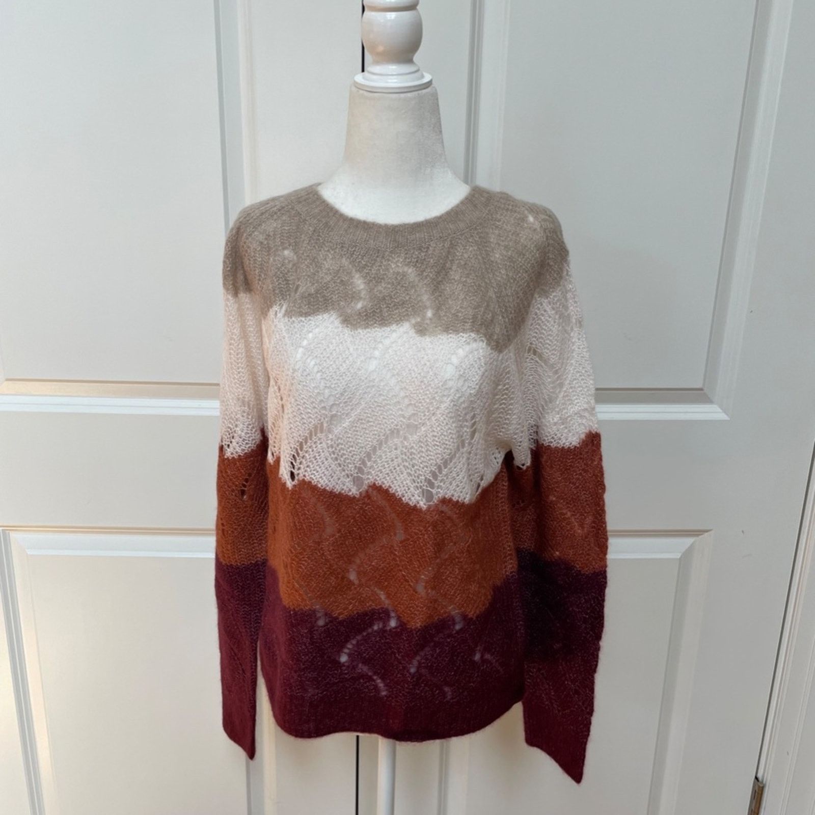 Autumn Cashmere Striped Wave Stitch Cashmere/Silk Sweater - AUTUMN CASHMERE Size L / US 10 / IT 46 - 5 Thumbnail