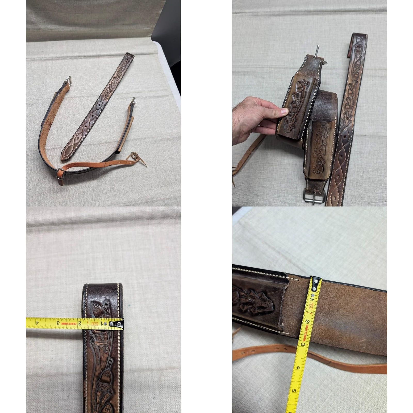 Vintage VINTAGE HOLSTER GUN BELT acrons TOOLED oak tree leather western Mens Size 42 Brown Size 42 - 9 Thumbnail