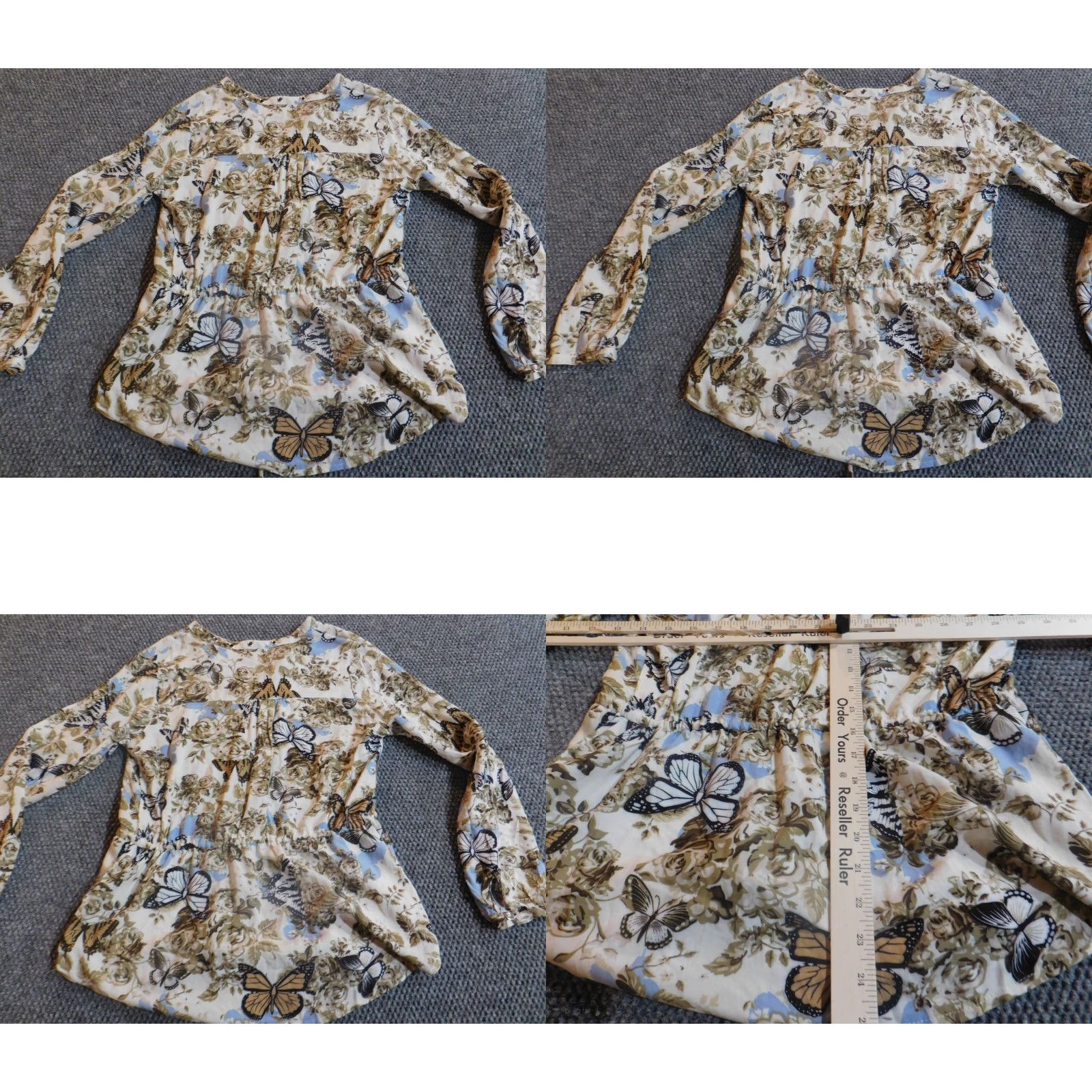 Vintage Icky Me Womens Blouse S Beige Floral Long Sleeve Pullover Stretch Casual Logo Collared Polyester Rayon Classic Vintage No Size S / US 4 / IT 40 - 8 Thumbnail
