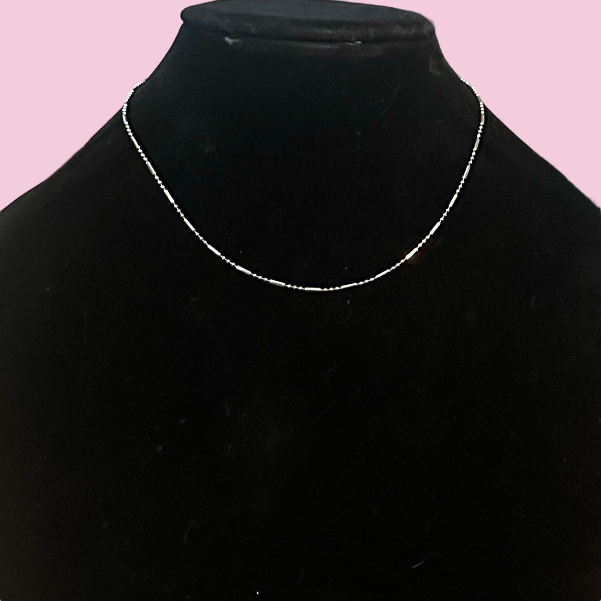 Vintage Vintage 750 white gold plated bar and ball chain necklace Size ONE SIZE - 1 Thumbnail