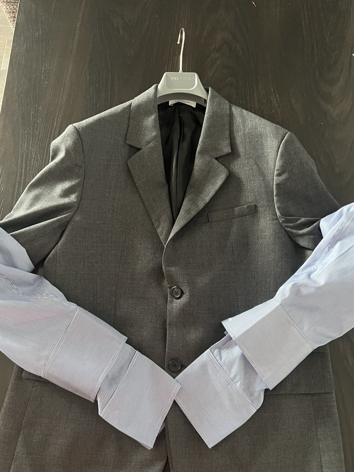 DELADA DELADA Double Sleeve Stripe Grey Blazer Size US L / EU 52-54 / 3 - 3 Thumbnail