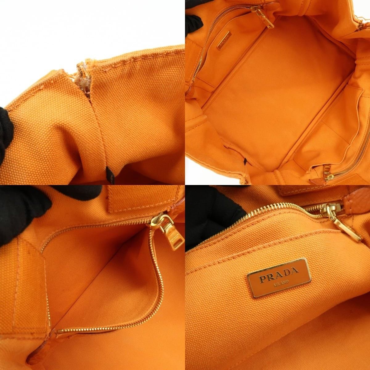 Prada Prada Canapa Tote Canvas Orange Size ONE SIZE - 7 Thumbnail