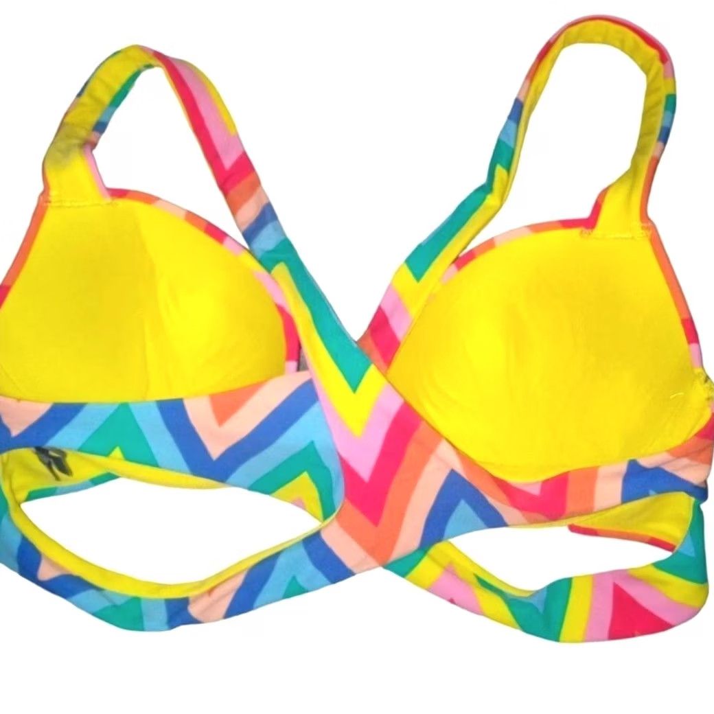 Vintage Aerie Yellow Ribbed Swim Top Brooke 34C Crossover M Women Top Size M / US 6-8 / IT 42-44 - 2 Thumbnail