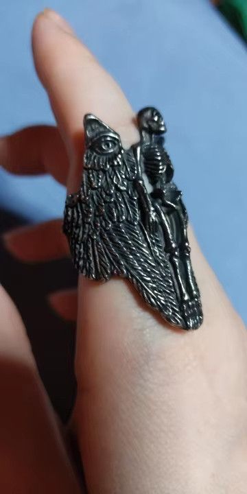 Jewelry Angel Wing Skull Ring Streetwear Jewelry Fashion Gift Size ONE SIZE - 4 Thumbnail