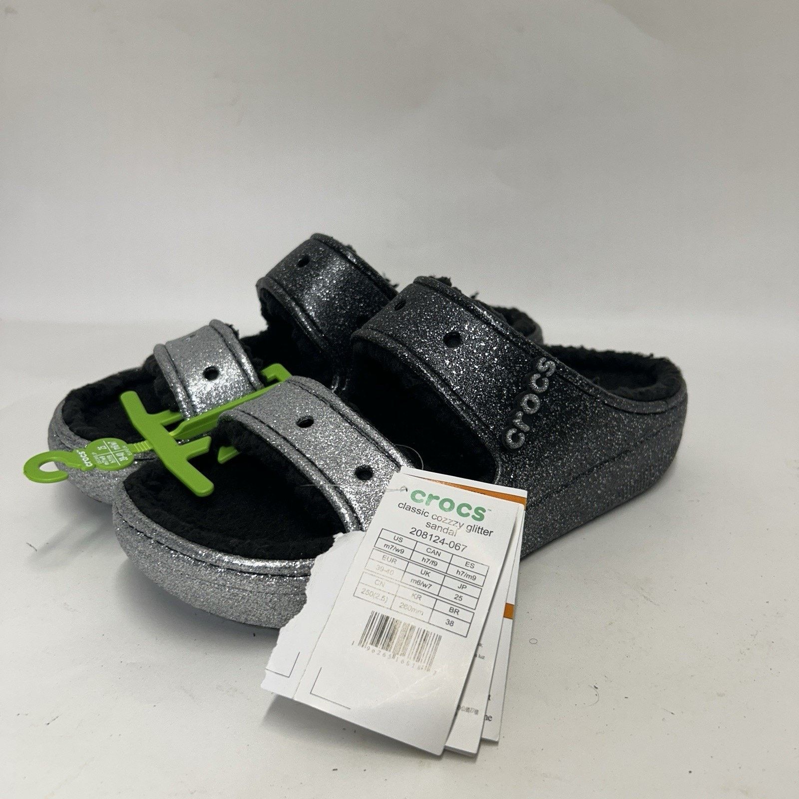 Crocs Crocs Classic Cozzzy Glitter Sandal “Black Silver” Size US 9 / IT 39 - 3 Thumbnail