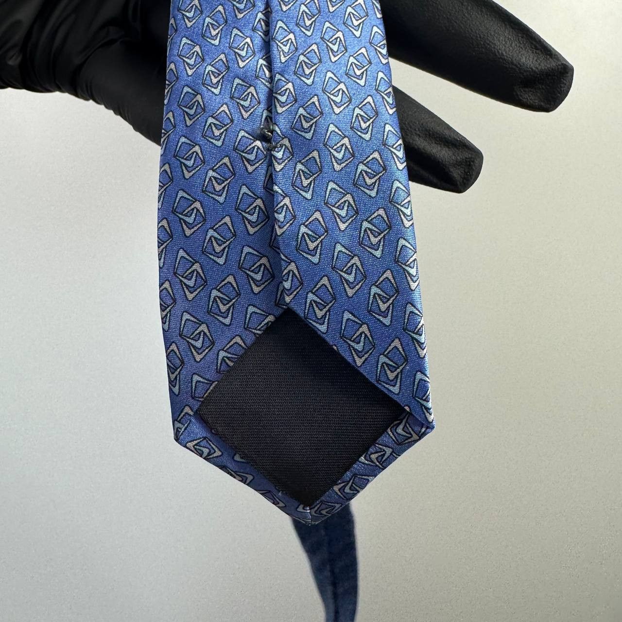 Lanvin Lanvin Paris Silk Tie Blue Geometric Pattern Luxury Size ONE SIZE - 5 Thumbnail