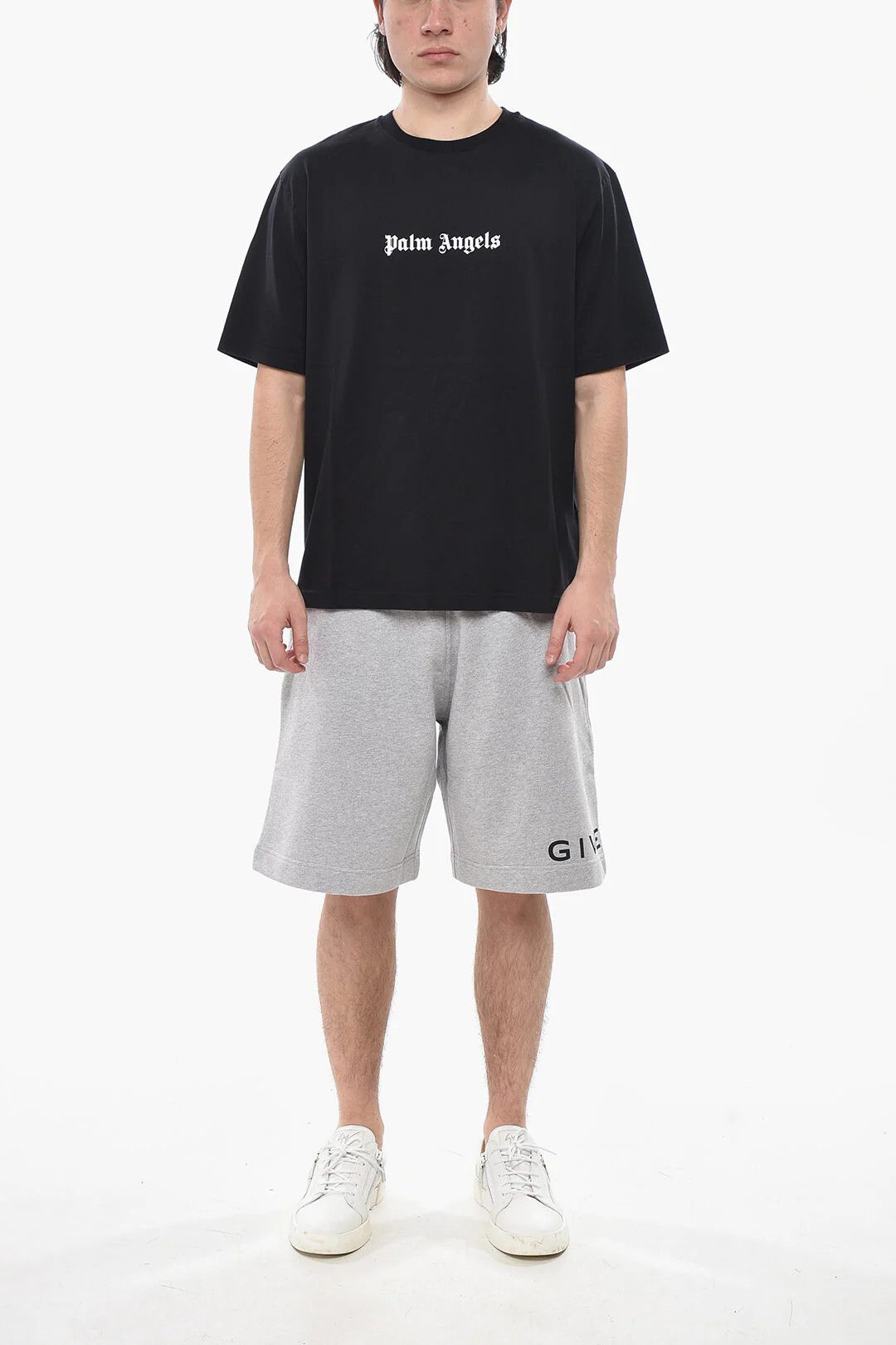 Palm Angels og1mm0226 Contrast Logo Slim-Fit Crewneck T-Shirt in Black Size US L / EU 52-54 / 3 - 4 Thumbnail