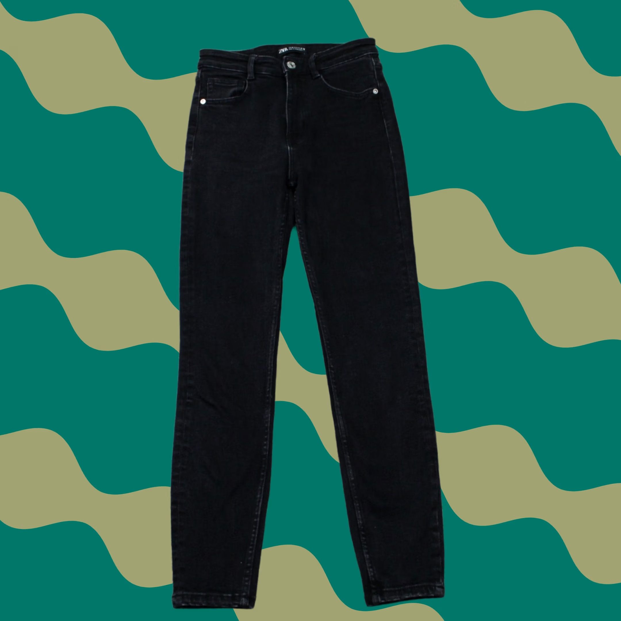 Zara Zara Jeans Womens 4 Black Organic Cotton Stretch Denim 27" Inseam Vintage No Size 27" / US 4 / IT 40 - 1 Thumbnail