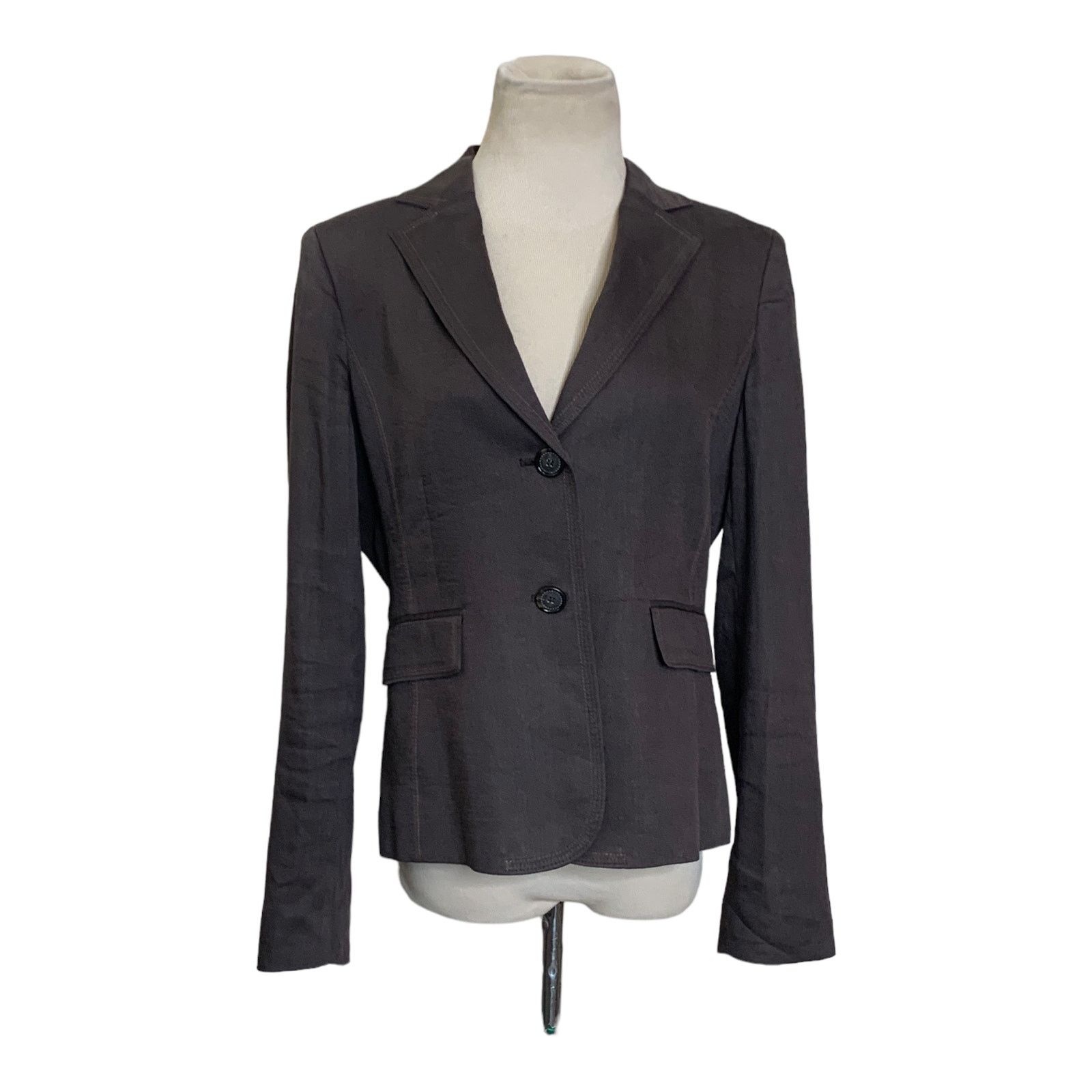 Alfani Alfani brown stitched lapel detail casual blazer size 8P Size M / US 6-8 / IT 42-44 - 1 Thumbnail