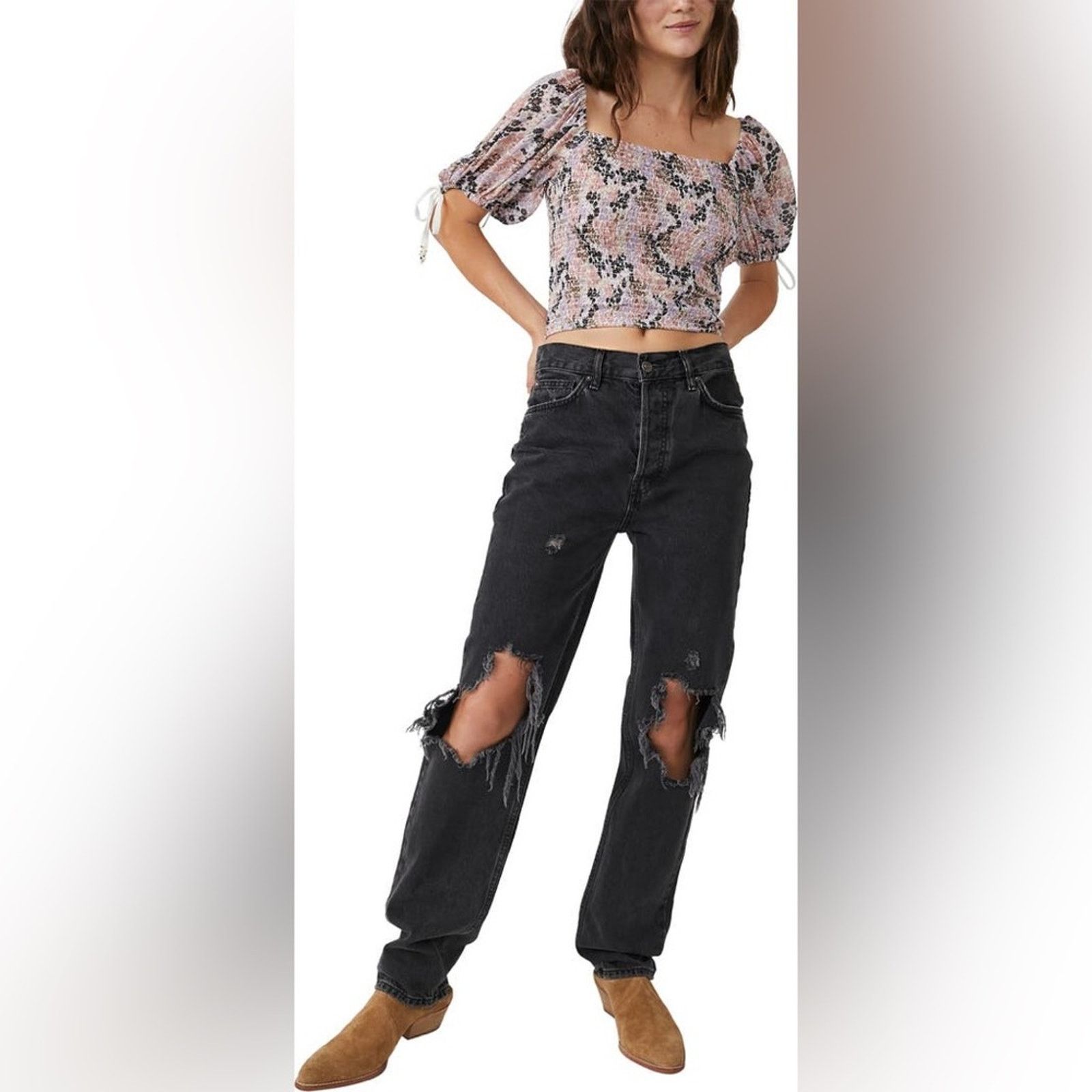 Free People NWT free people smocked puff sleeve crop top Size S / US 4 / IT 40 - 4 Thumbnail